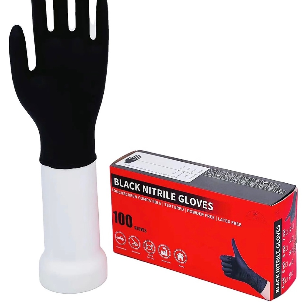 No Limitation Black Nitrile Disposable Gloves 4 Mil Touchscreen Textured M